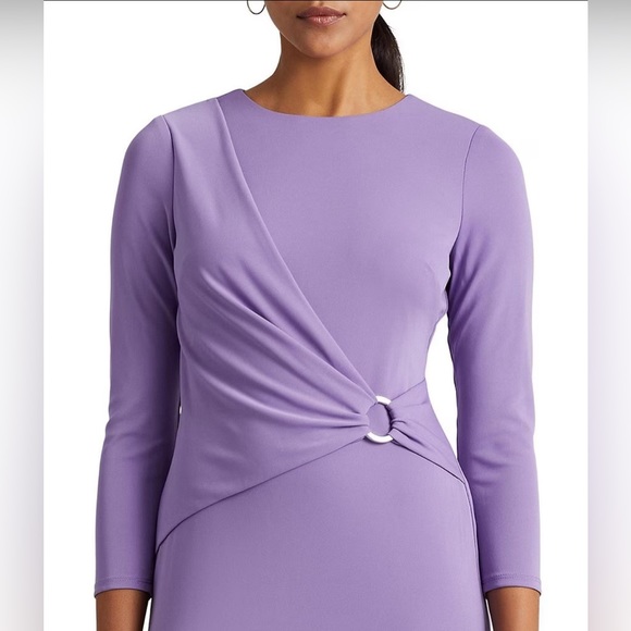 Lauren Ralph Lauren Stretch Crew Neck 3/4 Sleeve Dress Size 4 NWT - Picture 3 of 4